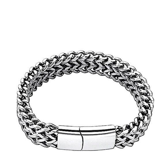 Stainless Steel Cuban Chain Magnetic Closure Hip Hop Bracelet - Picture 12 of 13